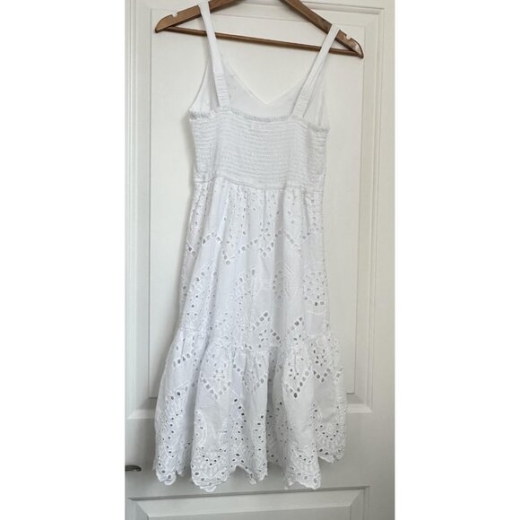 Japna Dress Womens S White Eyelet Embroidered Scalloped Hem Cottagecore Peasant - Picture 6 of 13